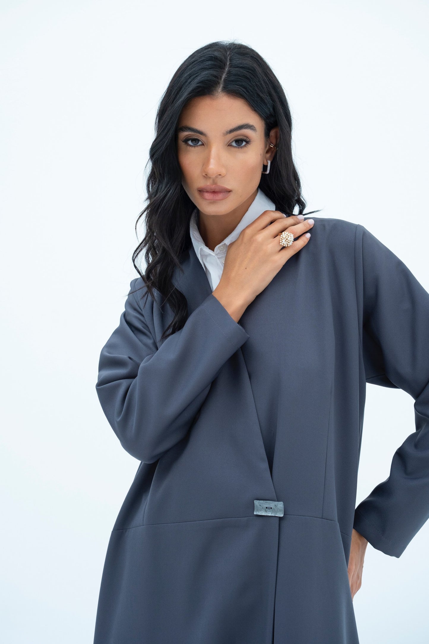 Distorted Button Abaya