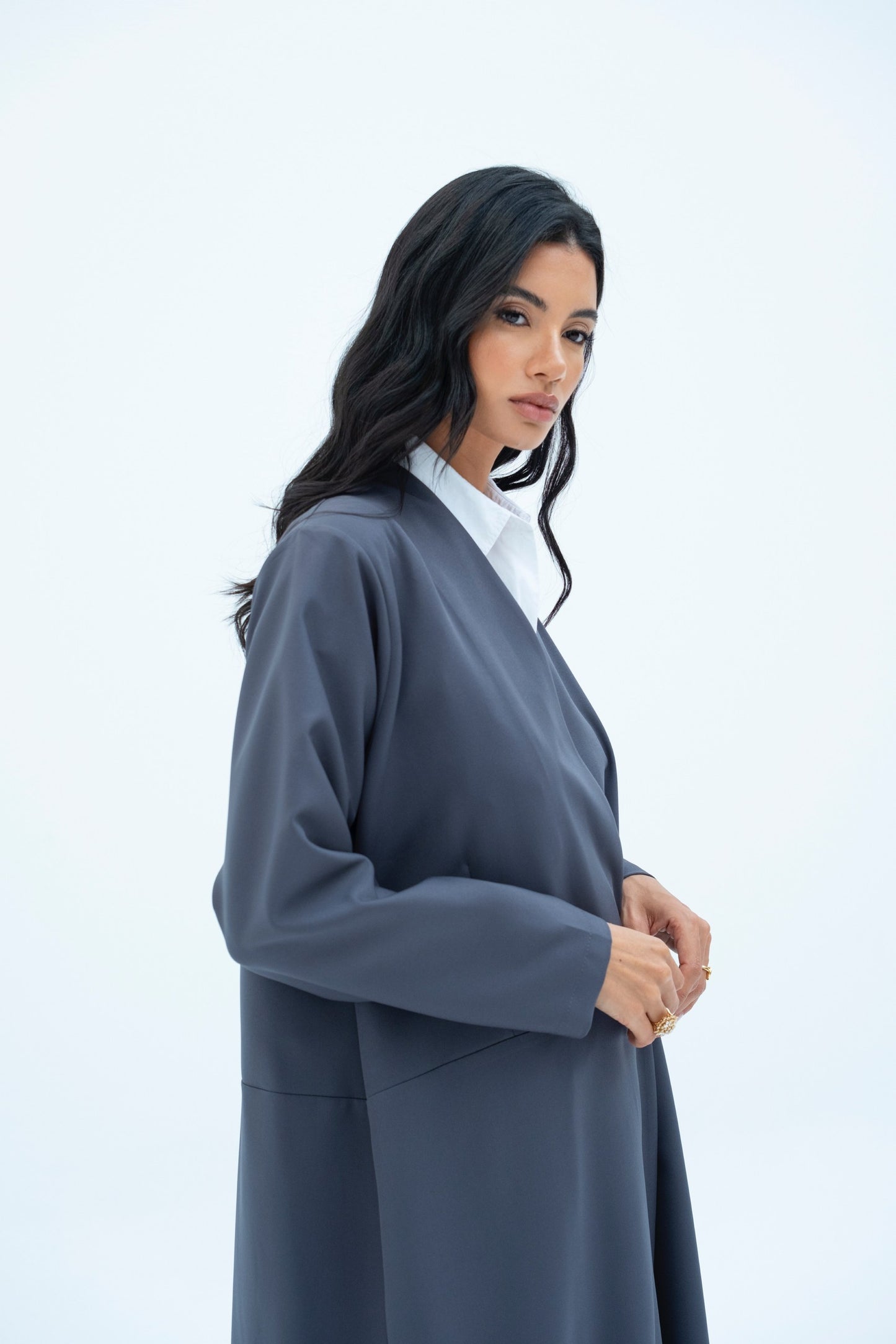 Distorted Button Abaya