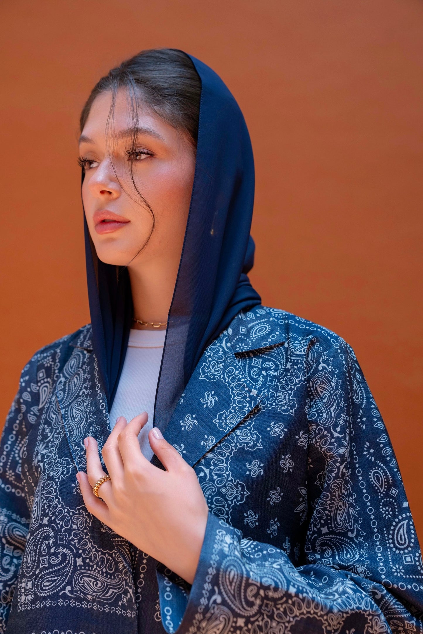 Denim Paisley Blazer Abaya