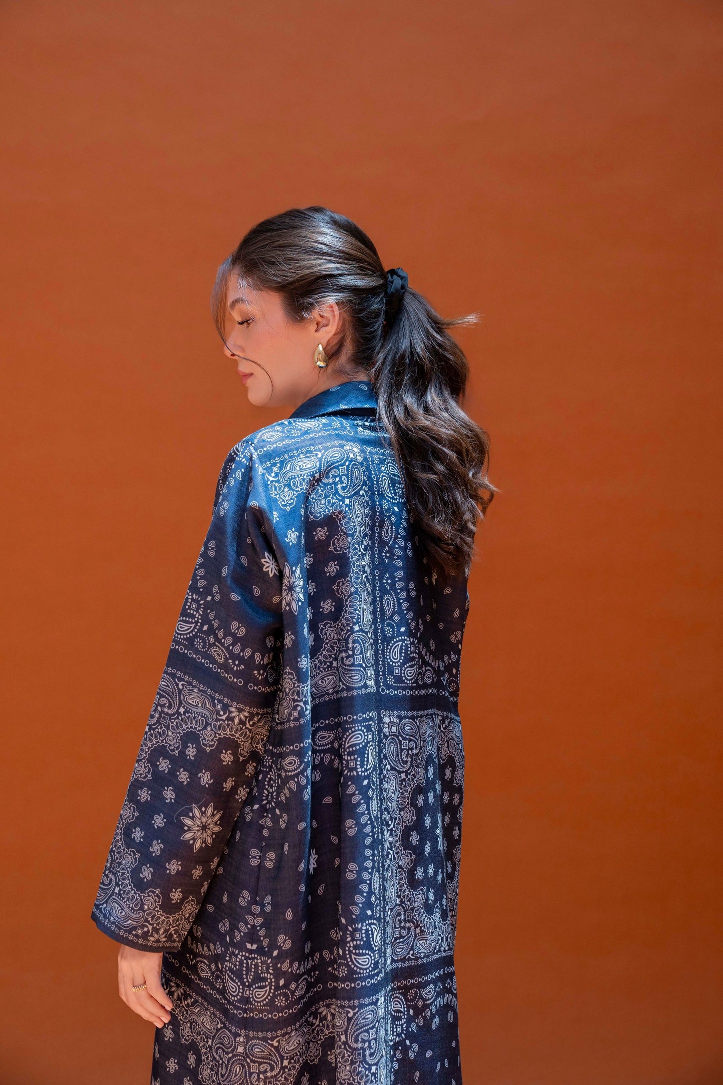 Denim Paisley Blazer Abaya