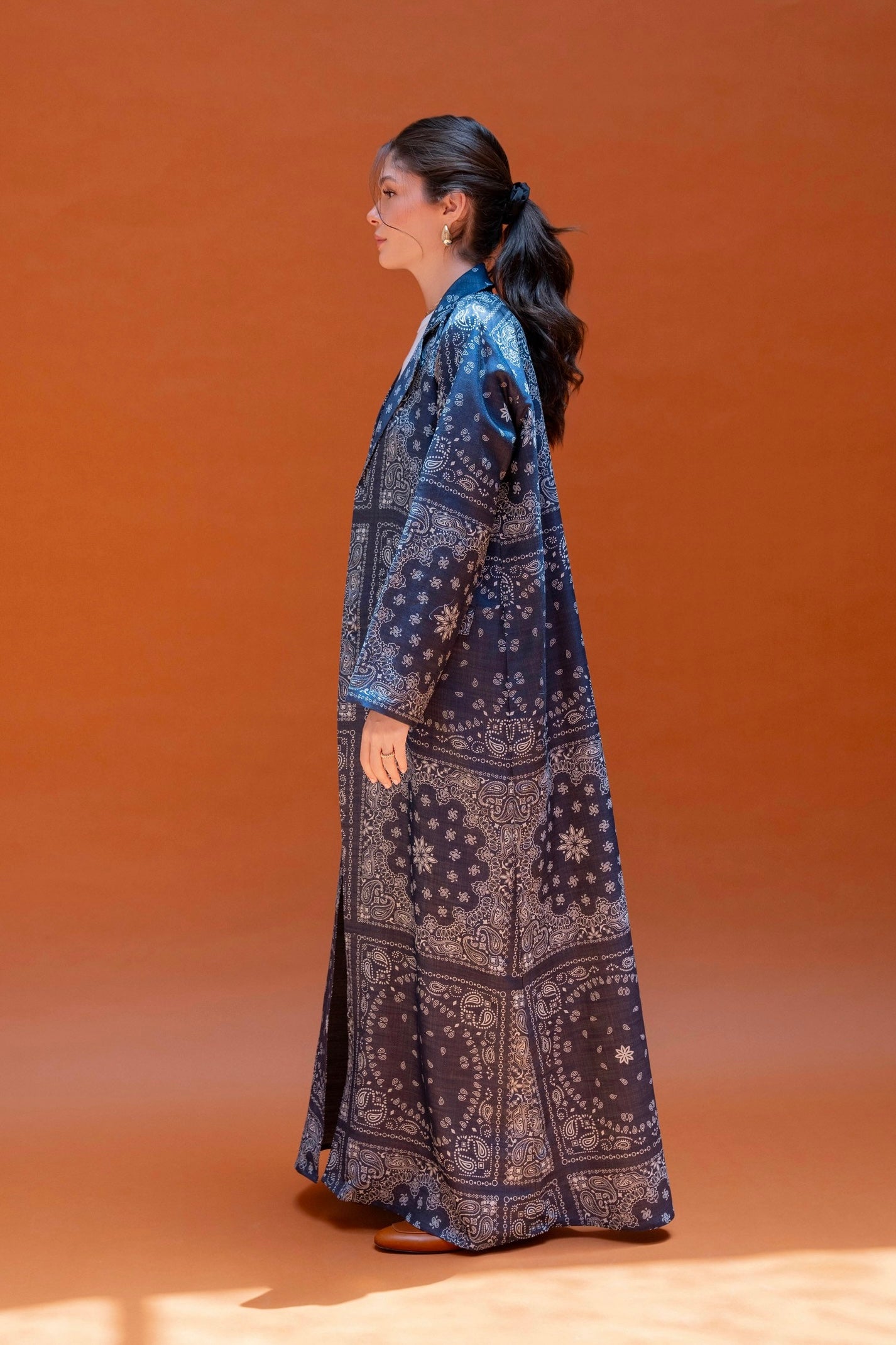 Denim Paisley Blazer Abaya