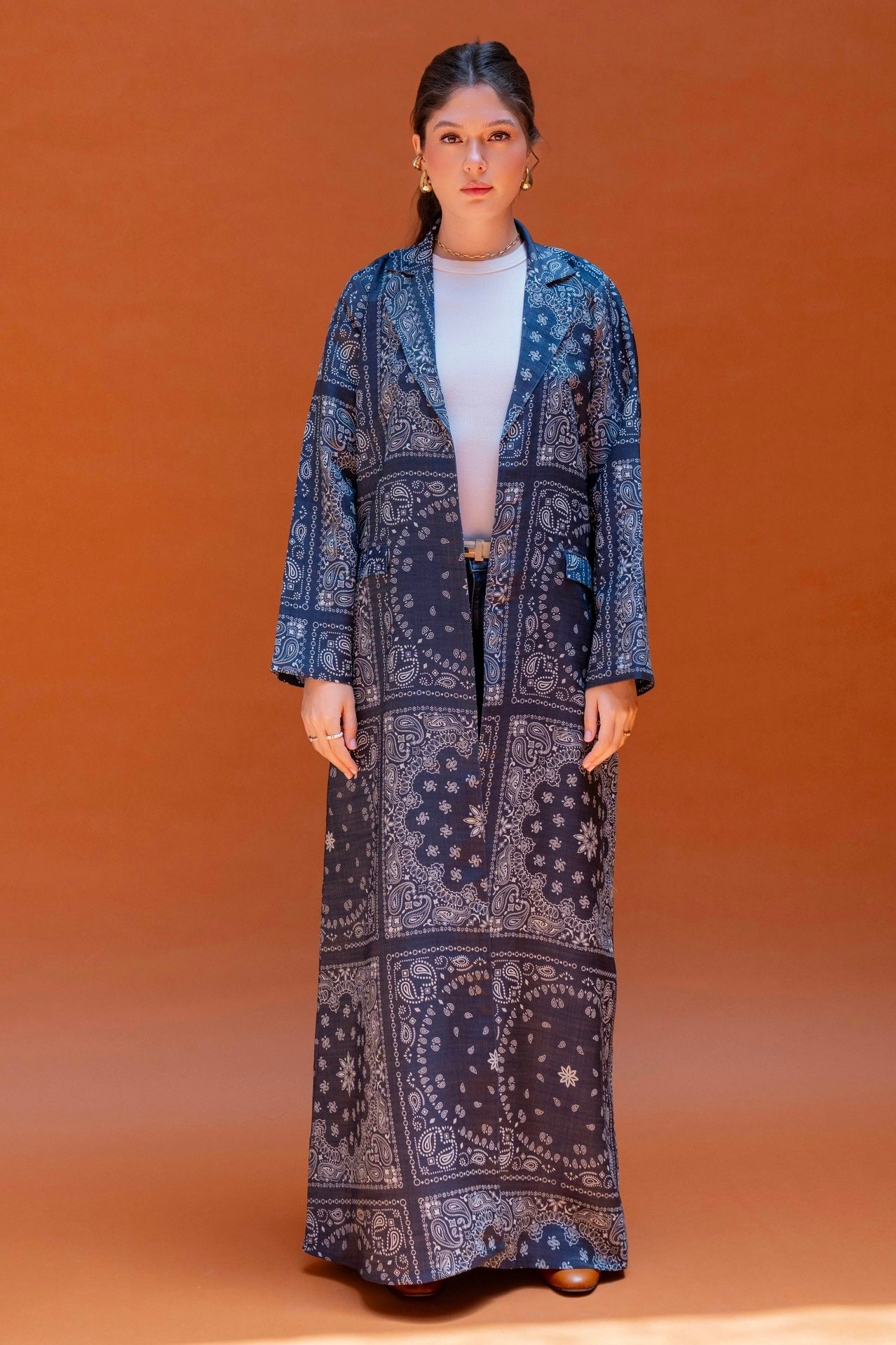 Denim Paisley Blazer Abaya