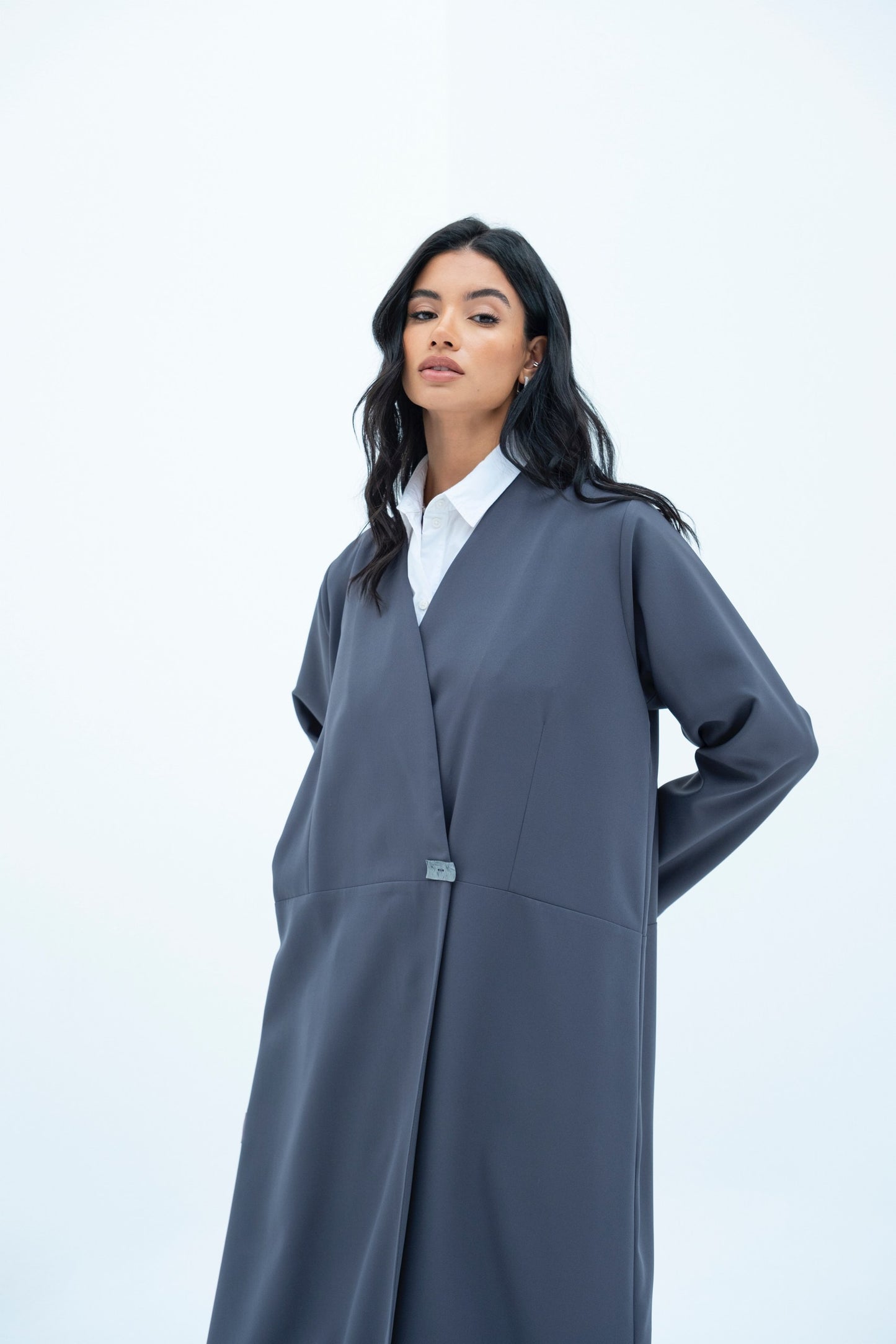 Distorted Button Abaya
