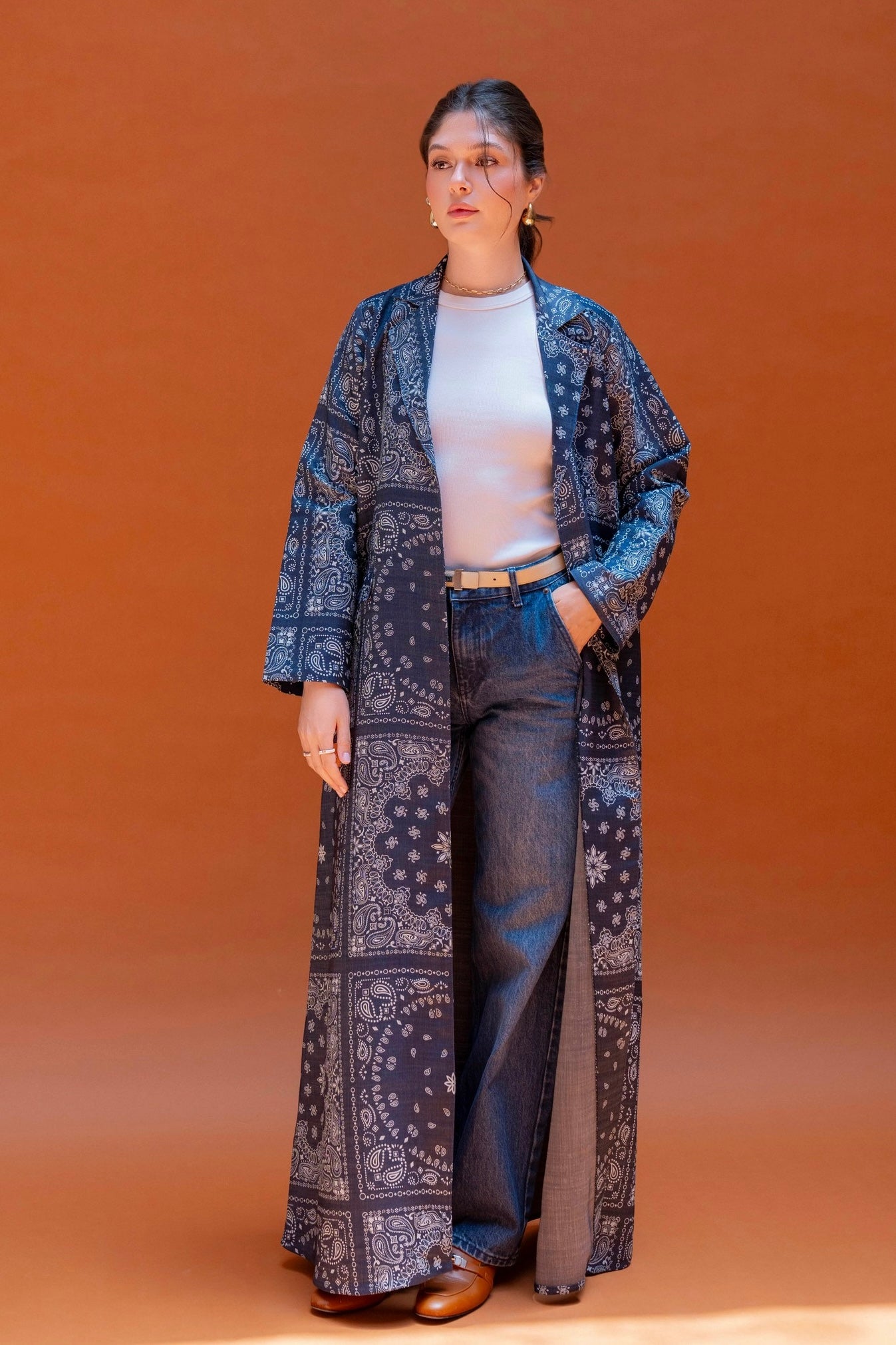 Denim Paisley Blazer Abaya