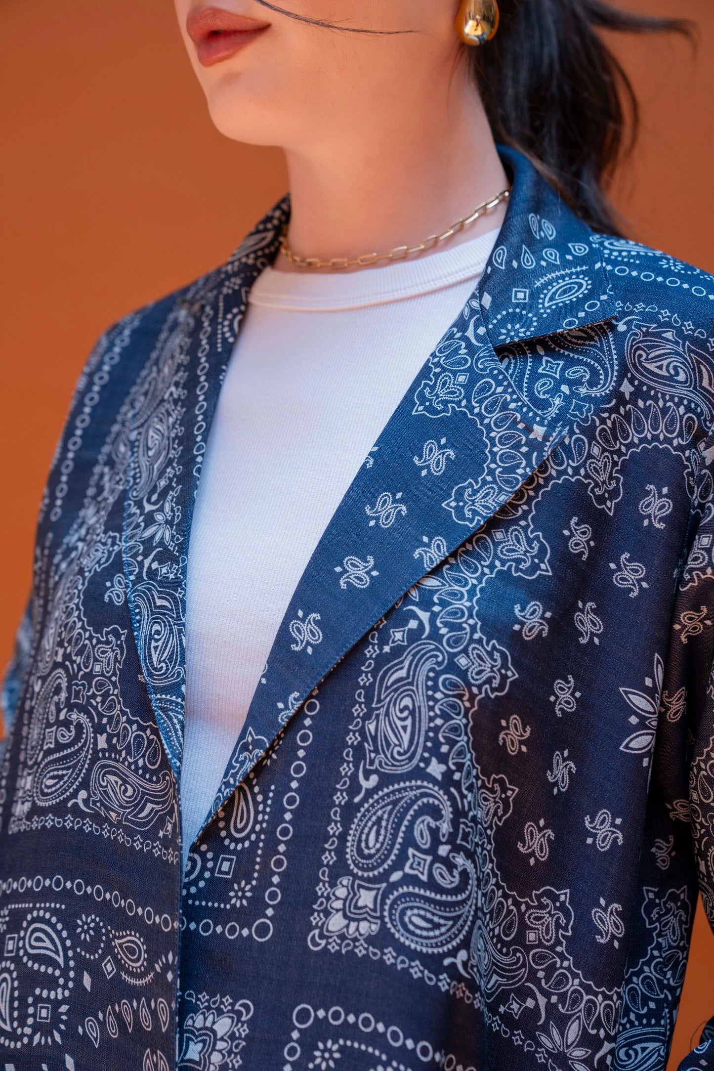 Denim Paisley Blazer Abaya