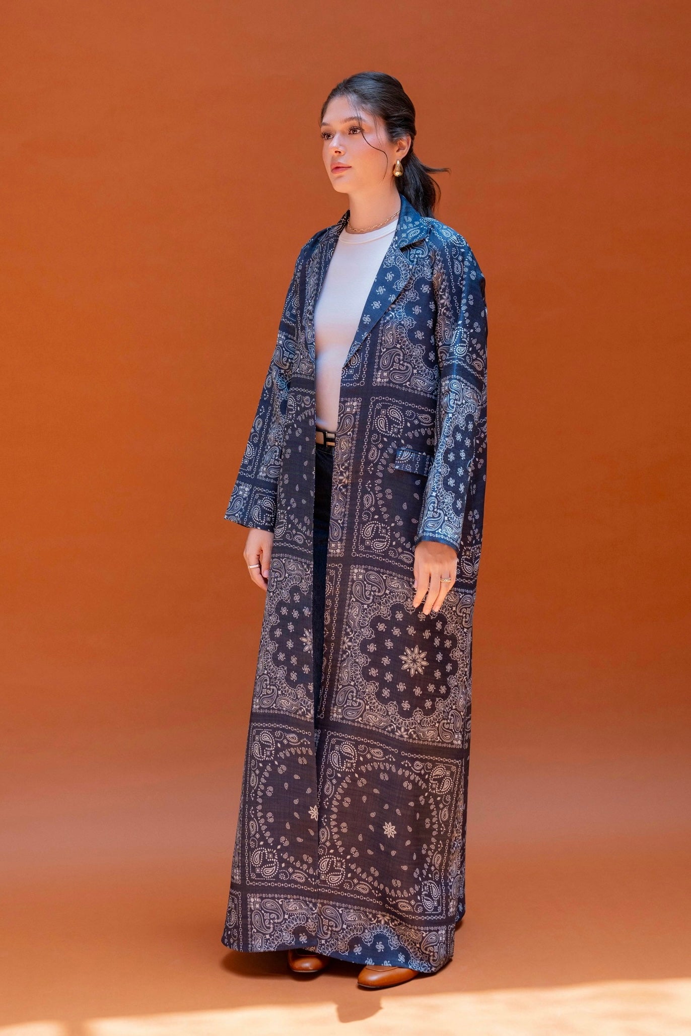 Denim Paisley Blazer Abaya