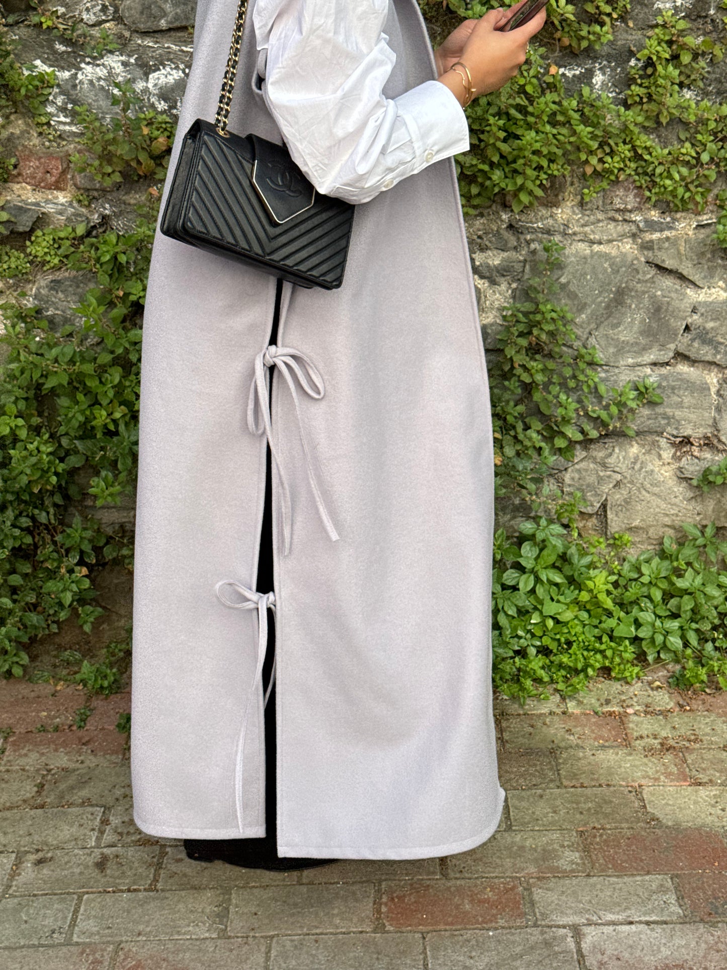 Wool Ribboned Maxi Vest