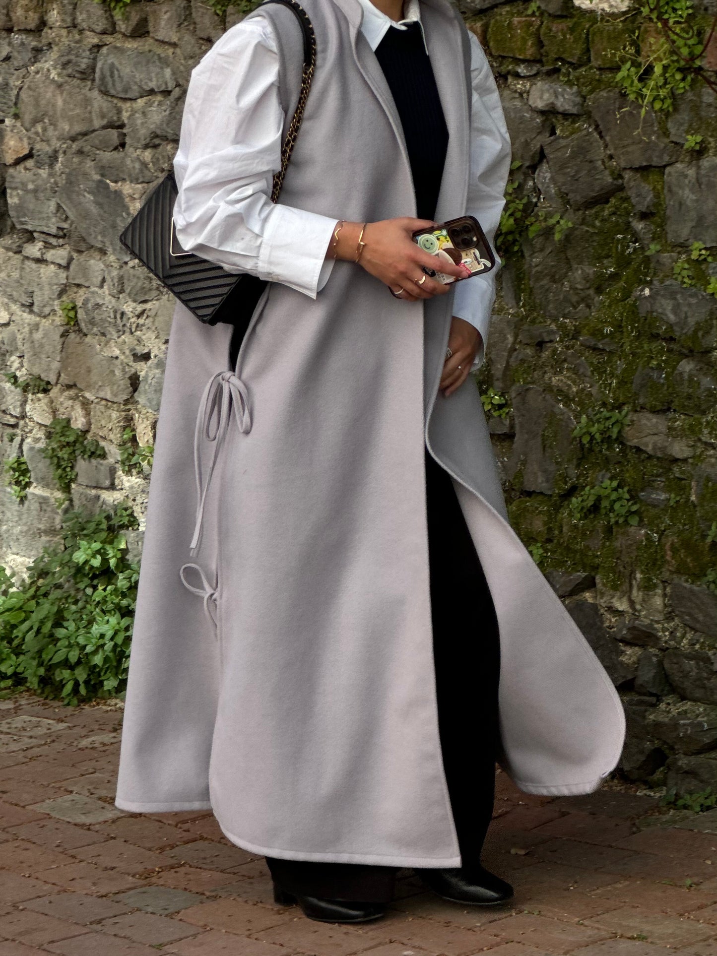 Wool Ribboned Maxi Vest